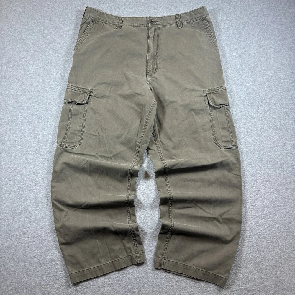 Vintage Old Navy Cargo Pants Mens 40x32 Brown Loose Skater Baggy Fit Y2K Grunge